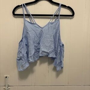 Tobi Sky Blue Strappy Crop Top with Cold Shoulder